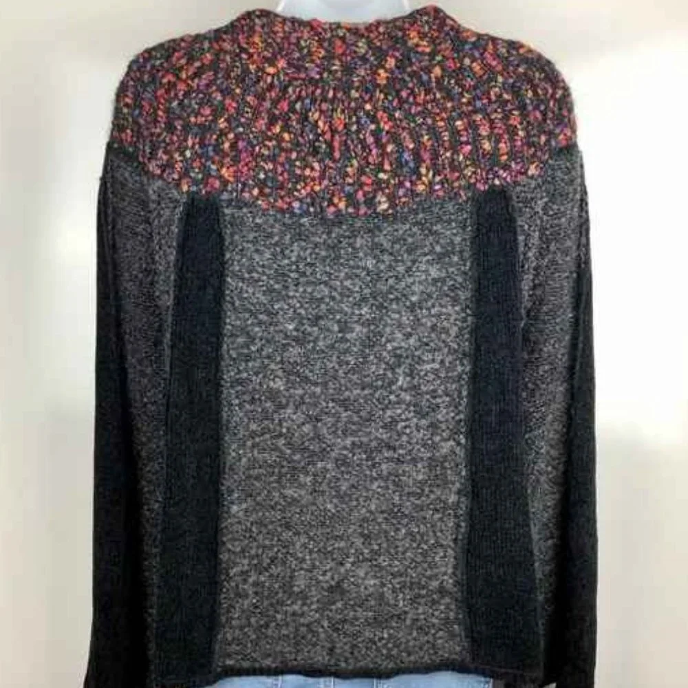 Curio Bell Sleeve Button Cardigan Sweater Boucle Collar Jacket MP Gray Black